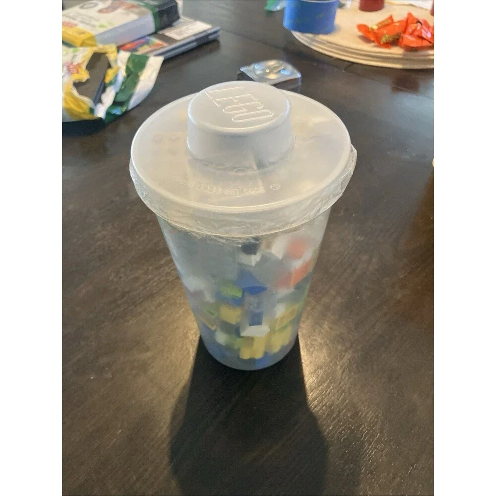 LEGO pick a brick cup With Assorted Lego Pieces - build; blocks; retro toys